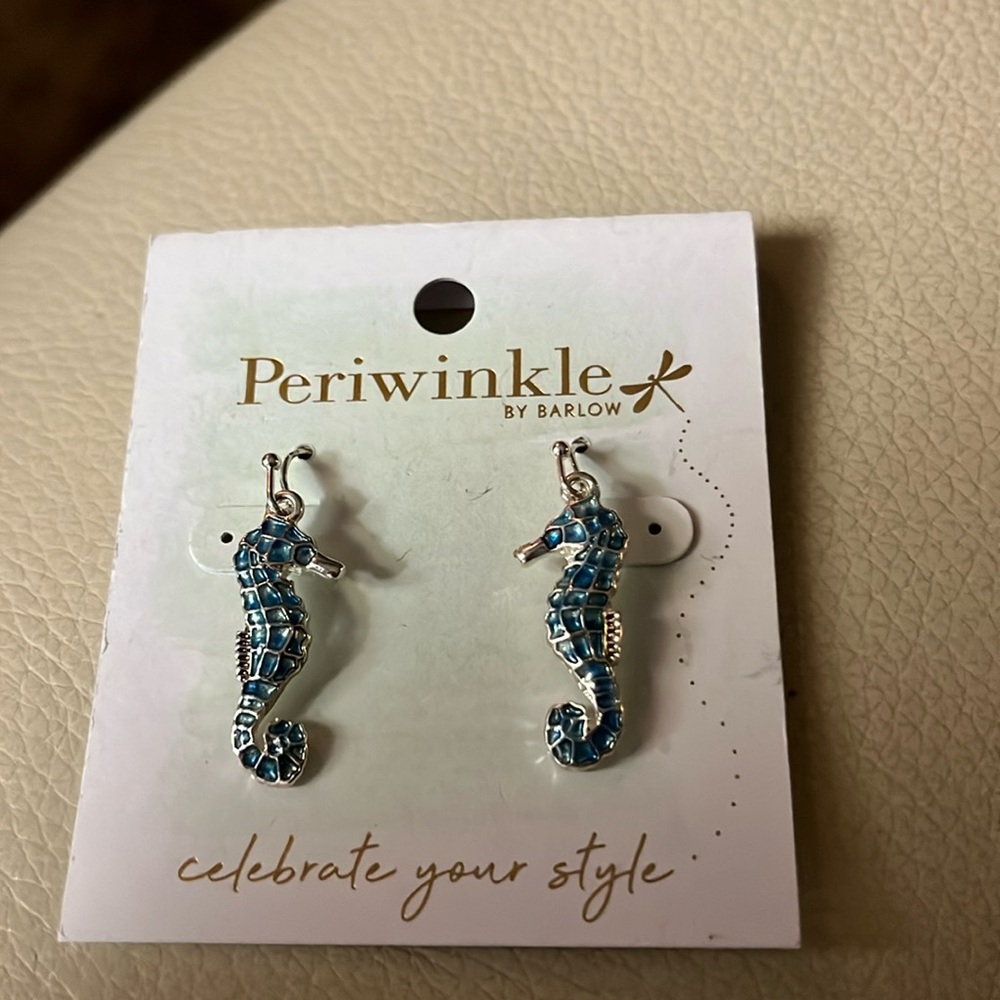 Periwinkle seahorse earrings!  New!
